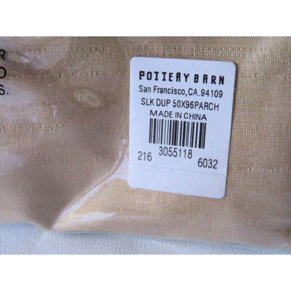 NEW 2 Pottery Barn Silk Dupioni Drapes 50x96 Pole Top Curtains Parchment - Picture 2 of 6